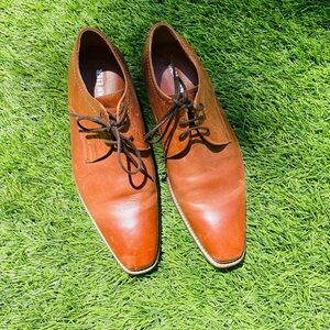 Brown Leather Oxford Shoes with Polished Finish Van Lier 10.5